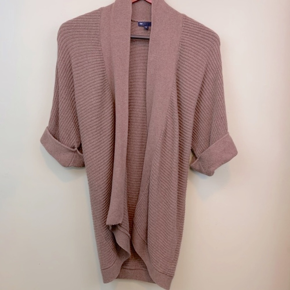 GAP Chunky Knit Open Cardigan Short Rolled Sleeve
